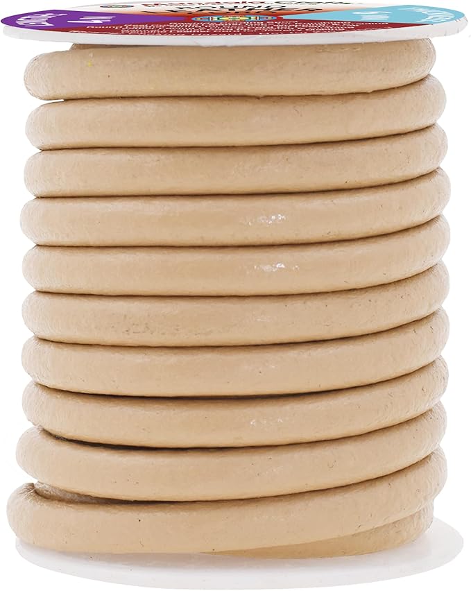 Mandala Crafts Round Genuine Beige Leather Cord for Jewelry Making – 6mm Cowhide Leather Rope String Lace for Kumihimo – 4.4 Yards Cowhide Craft Cording Spool