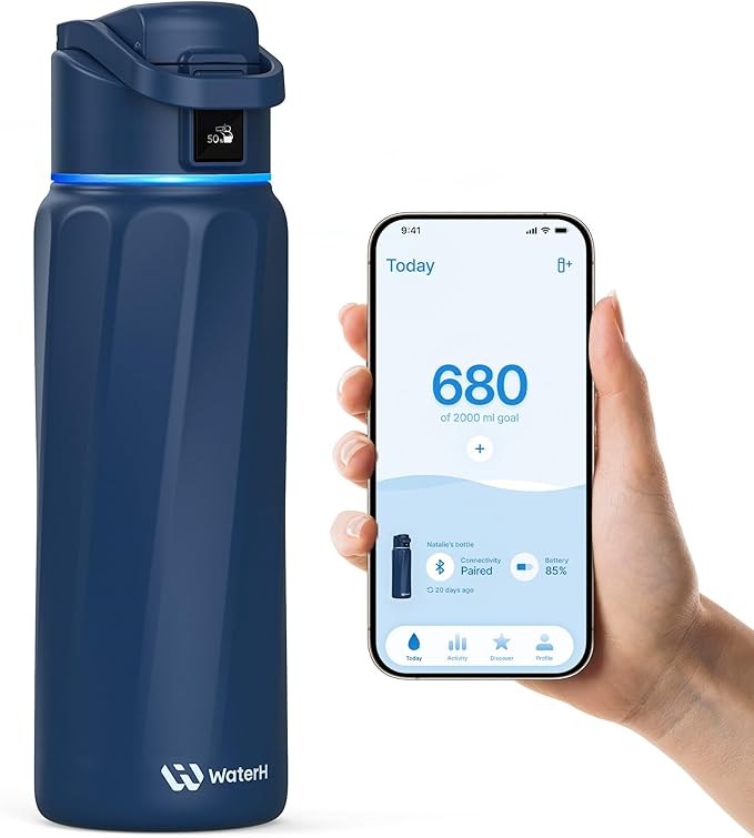 BOOST Smart Water Bottle with Reminder & Tracker, Double Wall Vacuum Insulated Bottles Stainless Steel, 32oz BPA-Free Wide Mouth for School, Gym, Office, Ideal for Mother's Day