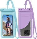 Waterproof Phone Pouch, with Interior Card Pocket, Large Waterproof Phone Case for iPhone 17 16 15 14 Pro Max, IPX8 Lightweight Phone Dry Bag, Beach Cruise Ship Essential,2 Pc-Blue+Purple-8.3″