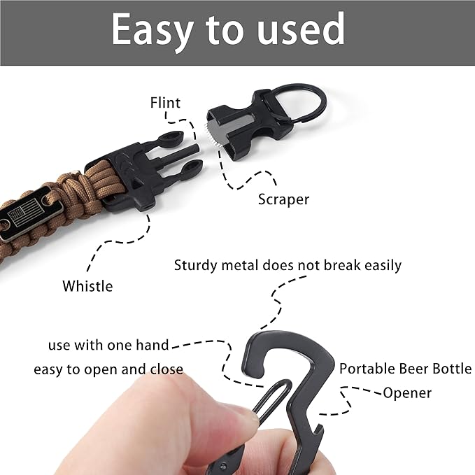 Heavy Duty Braided Paracord Lanyard for ID Badges,EDC Tether for Phone,Tactical 550 Paracord Keychain with USA Flag