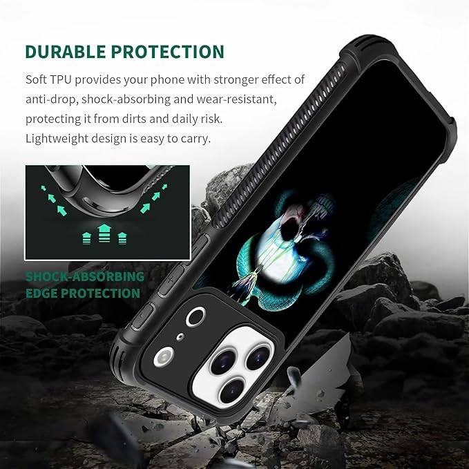for iPhone 17 Pro Max Case,for MagSafe Graphic Design for Girl Boy Soft Silicone Hard Acrylic Shock Protection Designed for iPhone 17 Pro Max Skeleton Winding Snake Pattern