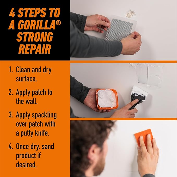 Gorilla Wall Repair Kit Featuring Gorilla Heavy Duty Wall Repair Spackling + Primer White