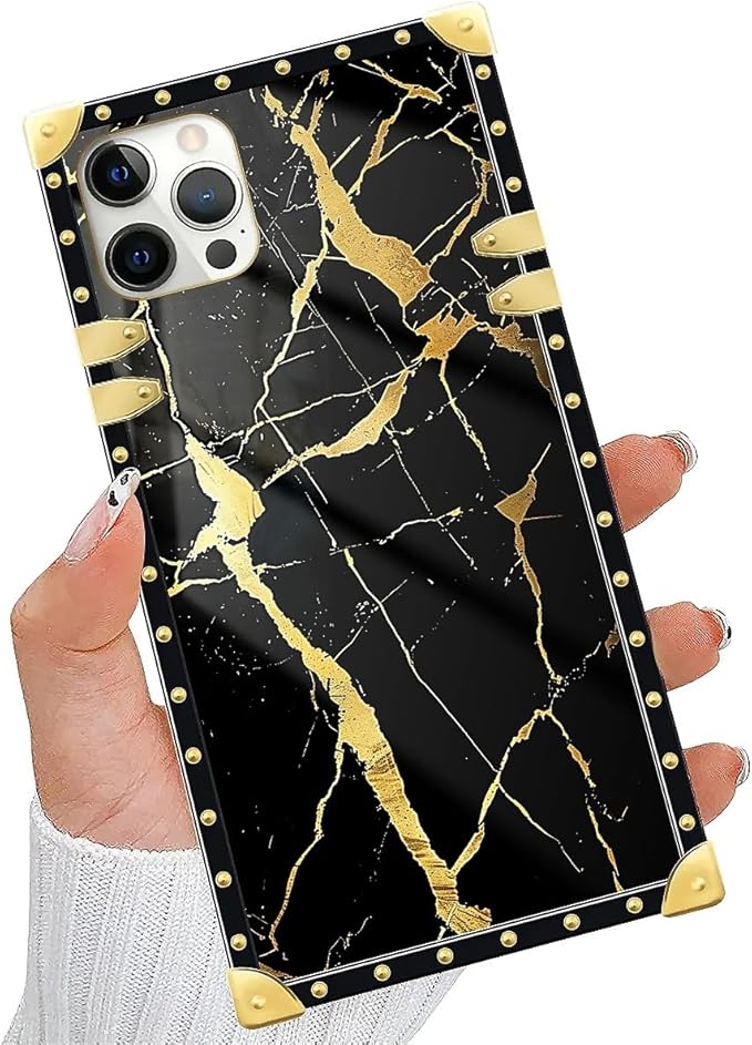Compatible with iPhone 11 Pro Max Case, Black Gold Marble Nature Luxury Golden Decoration for Girl Women Soft TPU Shockproof Protective Hard PC Back for iPhone 11 Pro Max