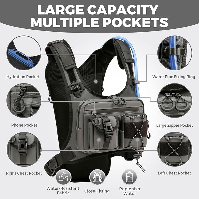 Criuage USA Original Patent Running Hydration Vest Backpack, Lightweight Chest Pack with 2.0L Water Bladder Bag Daypack for Hiking Running Cycling Race Marathon for Women Men