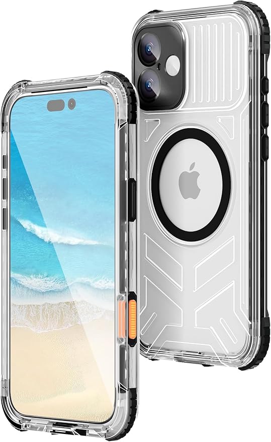 WIFORT for iPhone 16 Plus Waterproof Case, [IP68 Underwater] [Blue Light Filter Lens] [15FT Military Shockproof], Fit for Magsafe Full Body Magnetic Frosted Phone Case with Lanyard, 6.7" Black