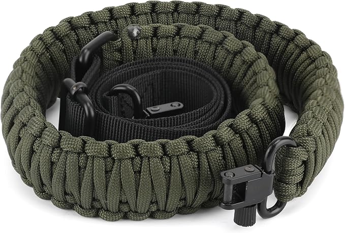 Double Braide 550LB Shotgun Sling 2 Point Paracord Rifle Sling,Non-Slip Traditional Adjustable Gun Sling for Hunting Shooting Camping