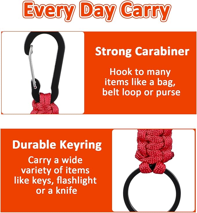Mabor 2 Pcs Key Chain Hanger Heavy Duty Clips Keychain with Ring Paracord Key Chains Strap Accessories for Backpack Outdoor Men Women(Navy Blue, Red)
