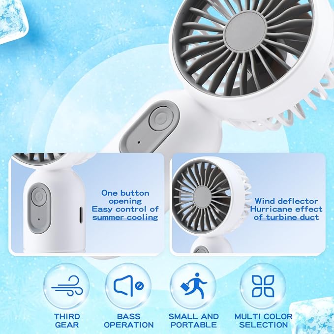 Rossesay 48 Pcs Mini Portable Fan Bulk Cute Handheld Lightweight Small Little Personal Hand Eyelash Fan 3 Speeds USB Rechargeable for Women Men Indoor Outdoor Makeup Travel (White)