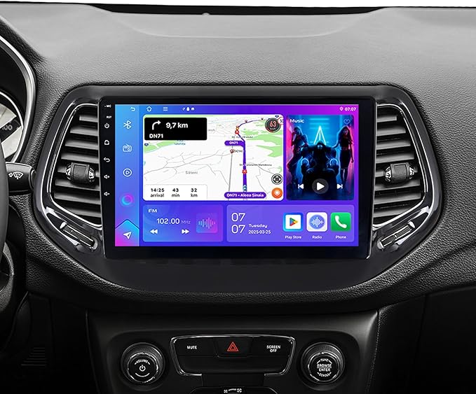 ASURE 4+64G Android 15 Car Stereo for Jeep Compass 2017‑2020-10.1" HD Touchscreen Radio with Wireless CarPlay/Android Auto, GPS Navigation, DSP, Plug & Play Head Unit for 2017 2018 2019 2020 Compass