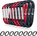 Rhino Produxs 8PCS of Lightweight Duty Snap Carabiner Clips, D Ring Shape Carabiner with 8PCS Keyring - Excellent for Outdoor, Camping, Hiking, Keychains, Water Bottle, Keychain Hook