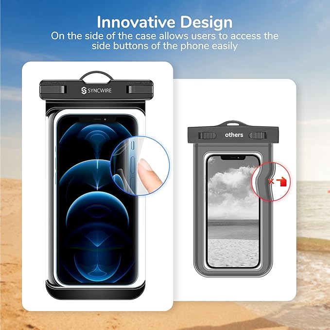 SYNCWIRE [2-Pack Waterproof Case IPX8 Universal Waterproof Phone Pouch Dry Bag Waterproof Phone Case for iPhone 15/14/13/12/11 Pro XS MAX XR X 8 7 6 Samsung S23 S22 S20 and More Up to 7 Inches