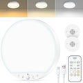 Rechargeable 8W Motion Sensor Ceiling Light Indoor, No Wiring & Magnetic Stick-On, Remote Control for Color & Brightness, Battery Operated Light for Shower, Closet, Bathroom, Pantry, Hallway, 1-Pack
