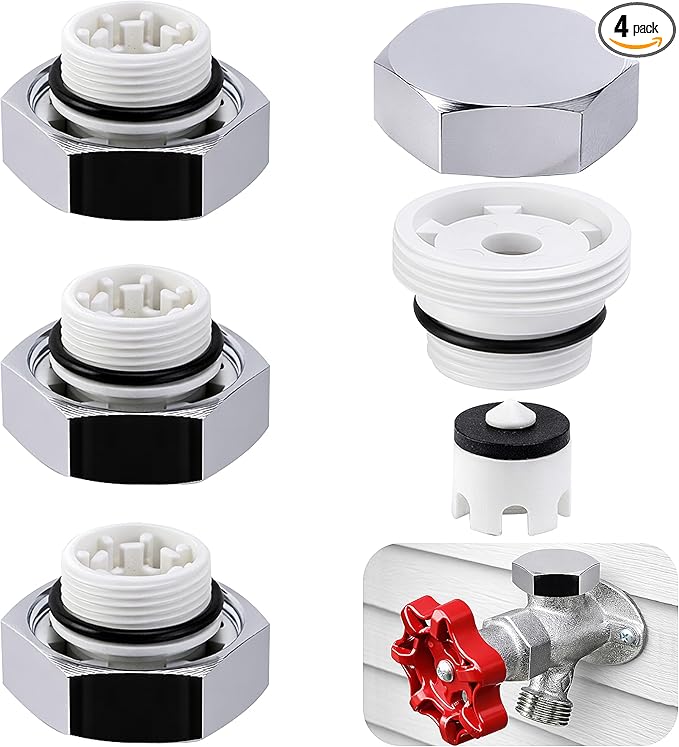 4 Pack Vacuum Breakers Outside Faucet, Stainless Steel Vacuum Breaker Repair Kit Vac-Vbk-X1B, Vacuum Breaker Replacement for Traditional Anti Siphon Frost Free Sillcock Valves