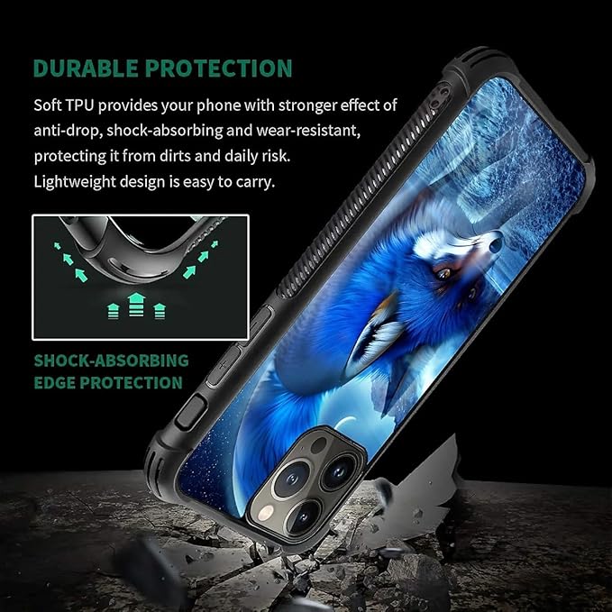 for iPhone 15 Pro Case, Snowy Mountain Fox Lake Pattern Graphic Design Girl Boy Soft Silicone Hard Acrylic Shock Protection for iPhone 15 Pro