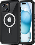 Lanhiem Magnetic for iPhone 15 Case, Waterproof Dustproof Cover [Built in Screen Protector] [Compatible with MagSafe], Full Body Heavy Duty Protective Phone Case for iPhone 15-6.1”(Black)