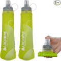 MARCHWAY Soft Hydration Flask with Wide Mouth, 300ml/500ml Collapsible TPU Water Bottle, Leakproof Portable Flexible for Running, Hiking, Cycling, Climbing, Gym, Travel (2pcs Yellow 300ml)
