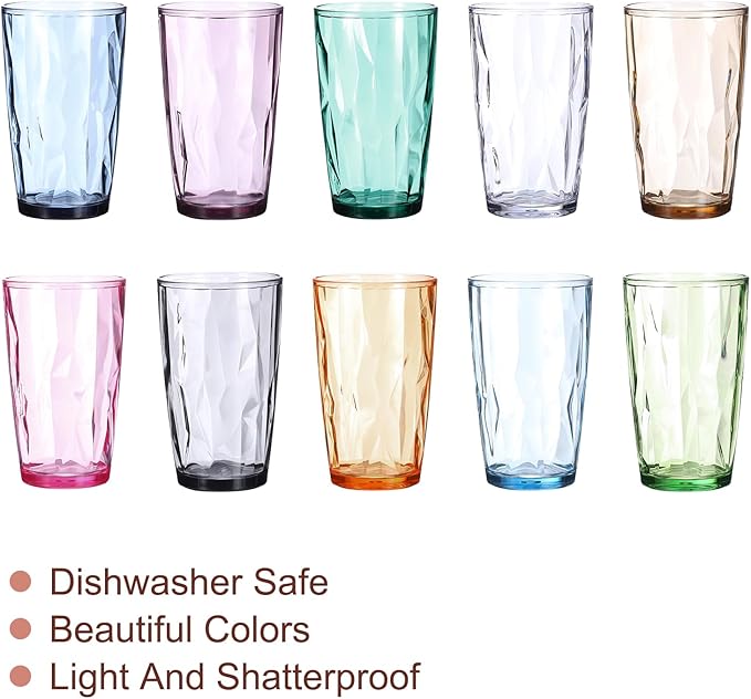 uxcell 17oz Acrylic Drinking Glasses, 2Pcs Plastic Reusable Tumblers Drinkware Unbreakable Water Glasses Cups Stackable & Dishwasher Safe for Home Outdoors Restaurant, Purple