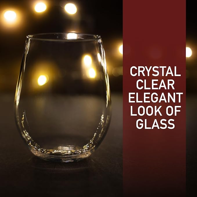 D'Eco Unbreakable Tritan Wine Glasses, 20 oz (Set of 8) – Shatterproof, Crystal-Clear, BPA-Free Plastic Tumblers – Indoor & Outdoor Cups for Entertaining & Parties - Mothers Day Gift for Mom