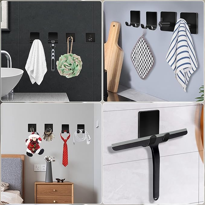 CGBE Razor Holder for Shower, 4 Packs Self Adhesive Shaver Holder Hanger Hooks for Bathroom, Damage Free Wall Hooks for Razor Shaver Loofah Sponge
