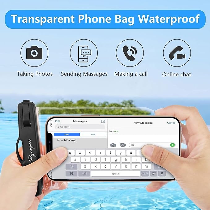 Rynapac IPX8 Waterproof Phone Pouch - 8.5in, 2 Pack Waterproof Phone Case for iPhone 17 16 15 Pro Max, Galaxy S26 S25 Ultra, Cellphone Dry Bag with Lanyard for Beach Vacation Travel Cruise Essentials
