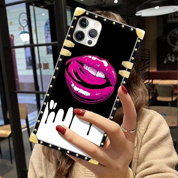 Compatible with iPhone 12 12 Pro Case, Black White Red Slap Sexy Luxury Golden Decoration for Girl Women Soft TPU Shockproof Protective Hard PC Back for iPhone 12 12 Pro