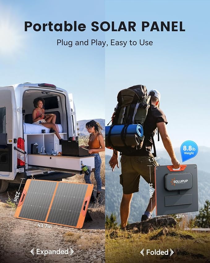 100W Portable Solar Panel for Power Station, 19.8V Foldable Solar Charger with DC/XT60/Anderson Cable & QC3.0 USB Outputs, 23% High Efficiency IP65 Waterproof 2 Kickstands for Outdoor Camping RV Trip