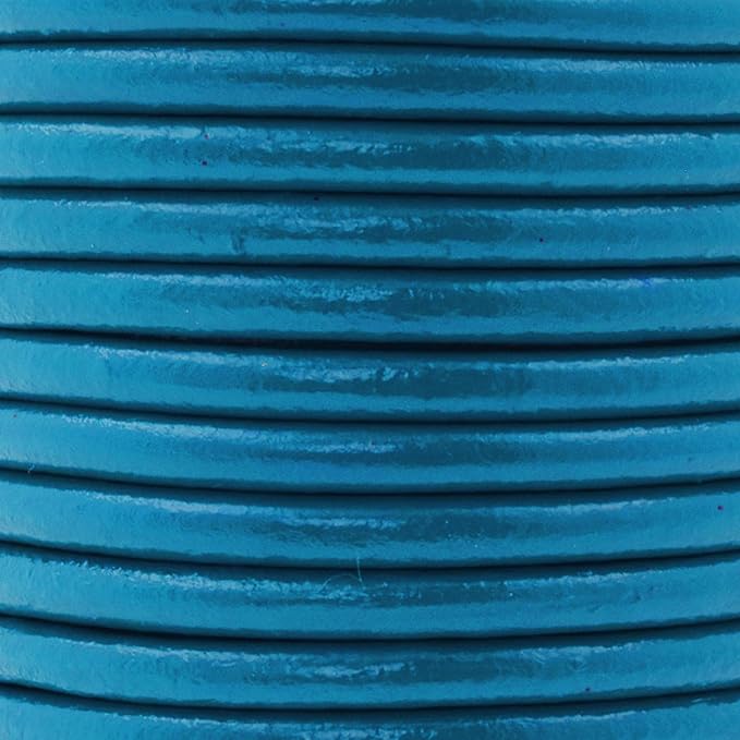 Mandala Crafts Round Genuine Teal Leather Cord for Jewelry Making – 4mm Cowhide Leather Rope String Lace for Kumihimo – 11 Yards Cowhide Craft Cording Spool