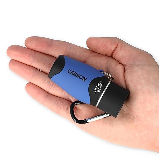 Carson MiniMight 6x18mm Pocket Monocular with Carabiner Clip, Blue (MM-618CB)