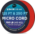 TECEUM Micro Paracord – 1.18 mm X 125 ft – Micro Utility Cord – Thin Braided Paracord Rope – Best for Crafting, DIY Projects, Fishing, Camping – Wind Chime Replacement – Survival Strong String