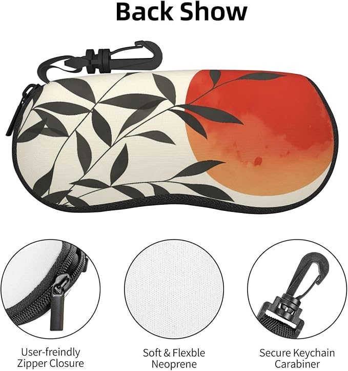 Watercolor Orca Whale Glasses Case Neoprene Portable Zipper Eyeglass Bag With Hook