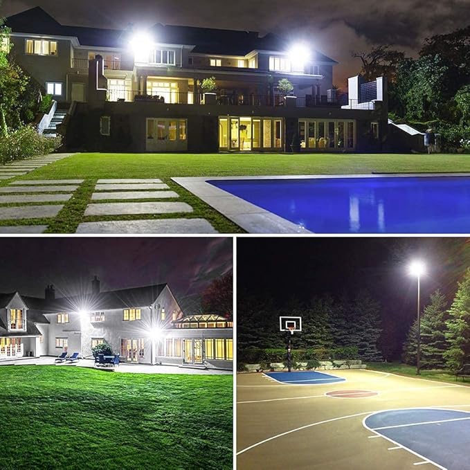 XYCN 150W LED Flood Light Outdoor,2 Pack 15500LM Super Bright Security Light,IP66 Waterproof Floodlight,5000K Daylight White LED Exterior for Basketball Court, Stadium, Playground