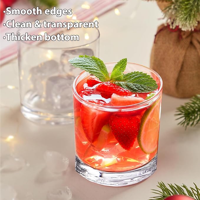 12 oz Drinking Glass Sets, Set of 6 Plastic Cups Unbreakable Drinkware Glasses Set Tumblers & Water Glasses Acrylic Clear Drinking Glasses, BPA-Free Beer Glasses for Home & Outdoors, Dishwasher Safe