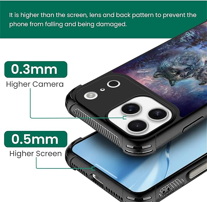 for iPhone 17 Pro Max Case,for MagSafe Graphic Design for Girl Boy Soft Silicone Hard Acrylic Shock Protection Designed for iPhone 17 Pro Max Star Two Wolfs Howling Pattern