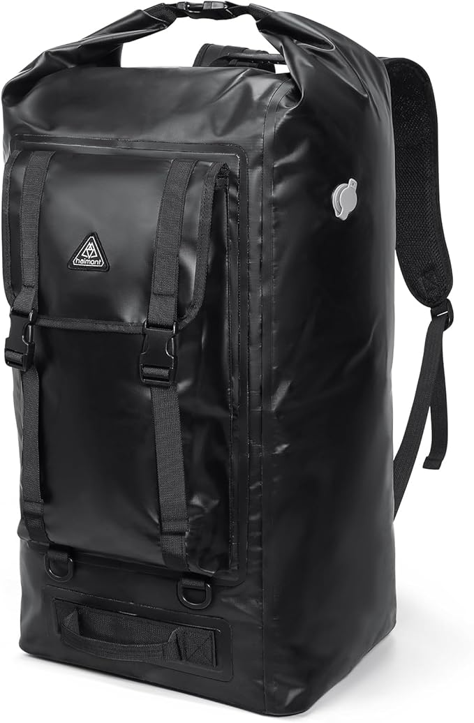 Haimont Waterproof Backpack Roll Top Dry Bag Kayak Dry Backpack for Outdoor Dry Pack Boating Fishing Camping, 60L, Black