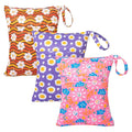 babygoal Wet Dry Bags for Baby Cloth Diapers, Washable Travel Bags, Beach, Pool, Gym Bag for Swimsuits & Wet Clothes with Two Zippered Pockets 3 Pack 3LN07