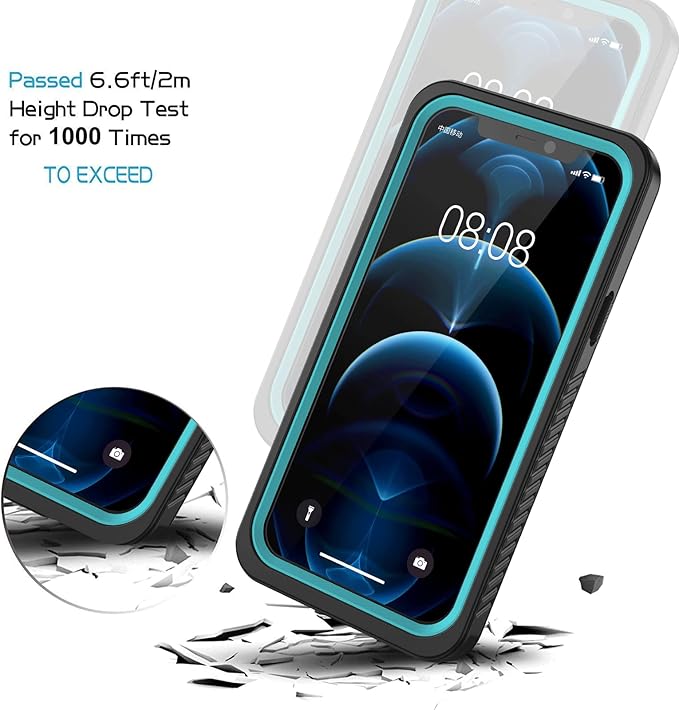 Lanhiem for iPhone 12 Case, Waterproof Dustproof Shockproof Case with Built-in Screen Protector [Not for iPhone 12 Pro], Full Body Underwater Protective Cover for iPhone 12 6.1 inch -Blue