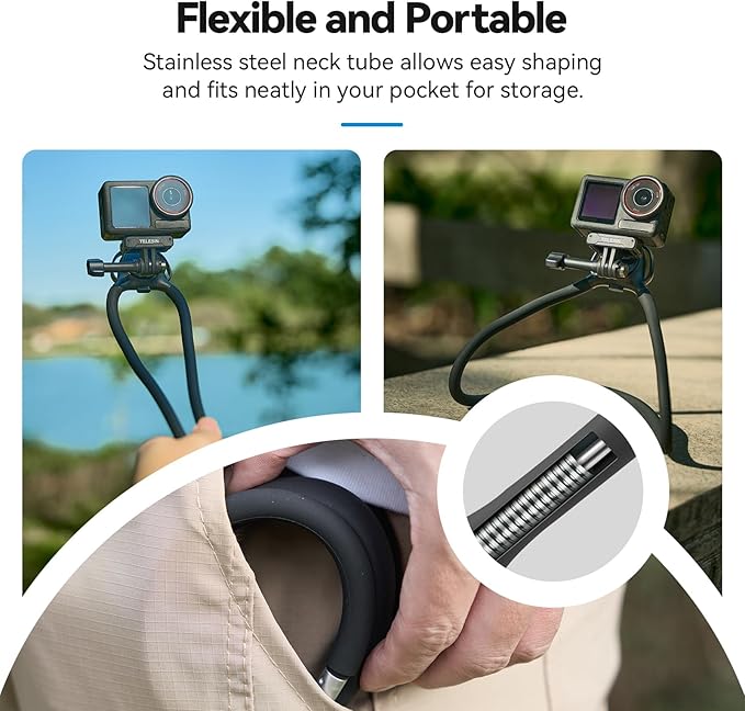 TELESIN Neck Mount Se 2.0 Combo Set, Magnetic Phone Holder for iPhone Android, Chest Strap Hand Free POV Video Phone Stand for iPhone 17 16 15 14 13 12 Samsung Android Action Cameras