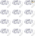 Brightown 12 Pack Led Fairy Lights Battery Operated String Lights Waterproof Silver Wire 7 Feet 20 Led Firefly Starry Moon Lights for DIY Wedding Party Bedroom Patio Christmas (12 Pack, White)