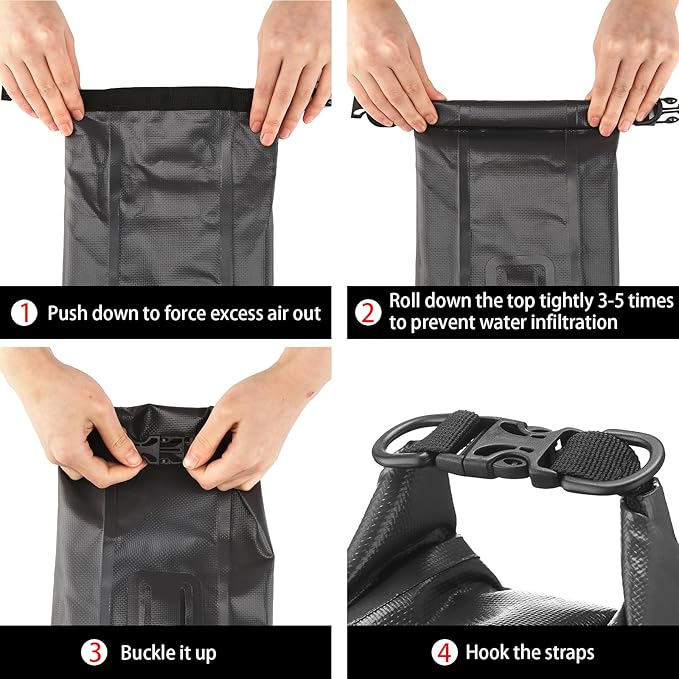 Boat First Aid Kit Waterproof, WELL-STRONG Marine Emergency Kit with Roll Top Dry Bag for Boating Fishing Kayaking – Water-Resistant Contents for Camping & Beach（Dark Grey）