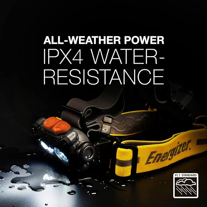 Energizer HARD CASE LED Headlamp Flashlight, High Lumens, IPX4 Water Resistant, Impact Resistant, For Camping, Hiking, Construction, Emergency Light, Batteries Included