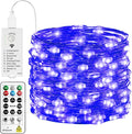 HXWEIYE Rechargeable Fairy Lights with Remote & DIY Timer, 33ft 100LED Battery Operated Twinkle String Lights, 8 Modes Decor Light for Bedroom Indoor Wedding Dorm Christmas Tree Party (Blue)