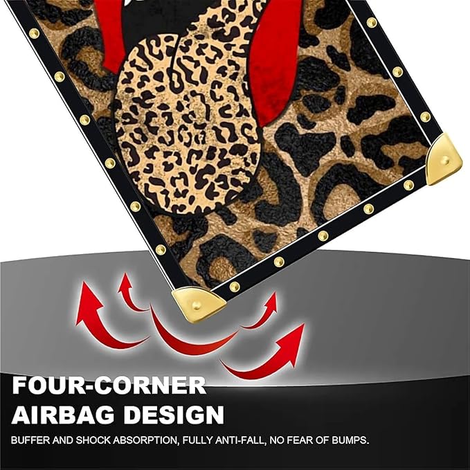 for iPhone 17 Pro Max Case Luxury Golden Decoration for Girl Women Soft TPU Shockproof Protective Hard PC Back for iPhone 17 Pro Max Crazy Pattern Brown Leopard Print Mouth