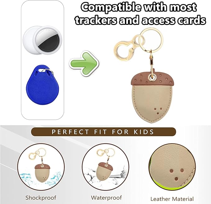 Leather Keychain Holder Case Compatible with AirTag,Cute air tag Cover with Keychain Ring,GPS Tracker Case for Keys