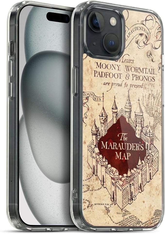 Head Case Designs Officially Licensed Harry Potter The Marauder's Map Prisoner of Azkaban II Soft Gel Case Compatible with Apple iPhone 15 Plus