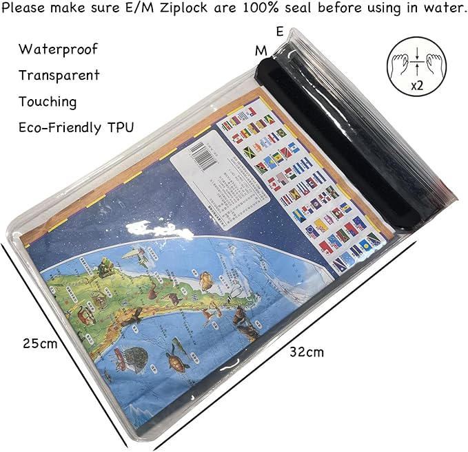 Waterproof Map Case 13 inch Clear Dry Tablet Bag A4 Waterproof Map Pouch Holder For Camping Hiking kayaking Biking Traveling Boating