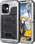 Mitywah Waterproof Case for iPhone 16 Plus, Shockproof Heavy Duty Case with Built-in Screen Protector, Underwater Full Body Protective Metal Case 6.7 inch, Silver