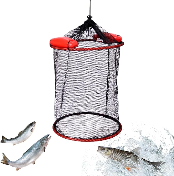 Fish Basket – 25x30cm/25x60cm/25x90cm Nylon, Portable Net Pen, Live Catch System | Perfect for Bank Fishing Activities, Boat Side Storage, Bait Preservation Needs, Outdoor Sports Gear