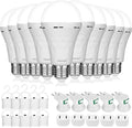 Ostwiki 10 Pack Rechargeable Emergency Light Bulbs,Battery Operated Backup Light Bulb for Power Outage Camping Outdoor Hurricane 9W E27 8500K 1200mAh White Self-Charging LED Light Bulbs