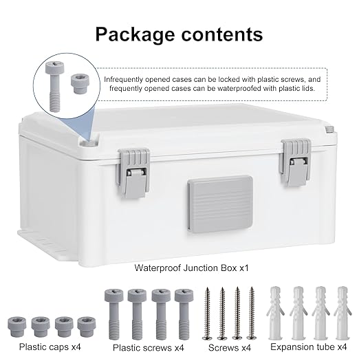 Namunanee Outdoor Electrical Junction Box, ABS Water Resistant Enclosure with Internal Mounting Panel & Hinged Cover (12.6" H x 9.4" L x 5.7" W)