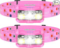 LHKNL Headlamp Rechargeable, Lumen Super Bright Motion Sensor Head Lamp Flashlight,2-Pack Waterproof LED Headlight with White Red Light,8 Modes Head Lights for Camping Cycling Running Fishing-Pink